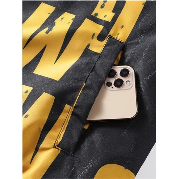 Men's Dynamic Black & Yellow Hooded Puffer - New Urban Style Jacket - Picture 8 of 10